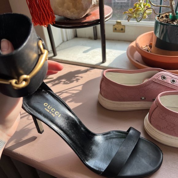 Gucci Ursula Leather Horse Bit Ankle Strap Heels - Picture 1 of 13